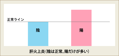 肝火上炎（陰は正常。陽だけが多い）