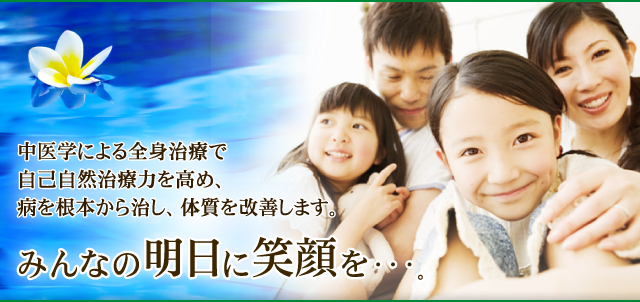 中医学による全身治療で自己の自然治癒力を高め、病を根本から治し、体質改善を図ります。